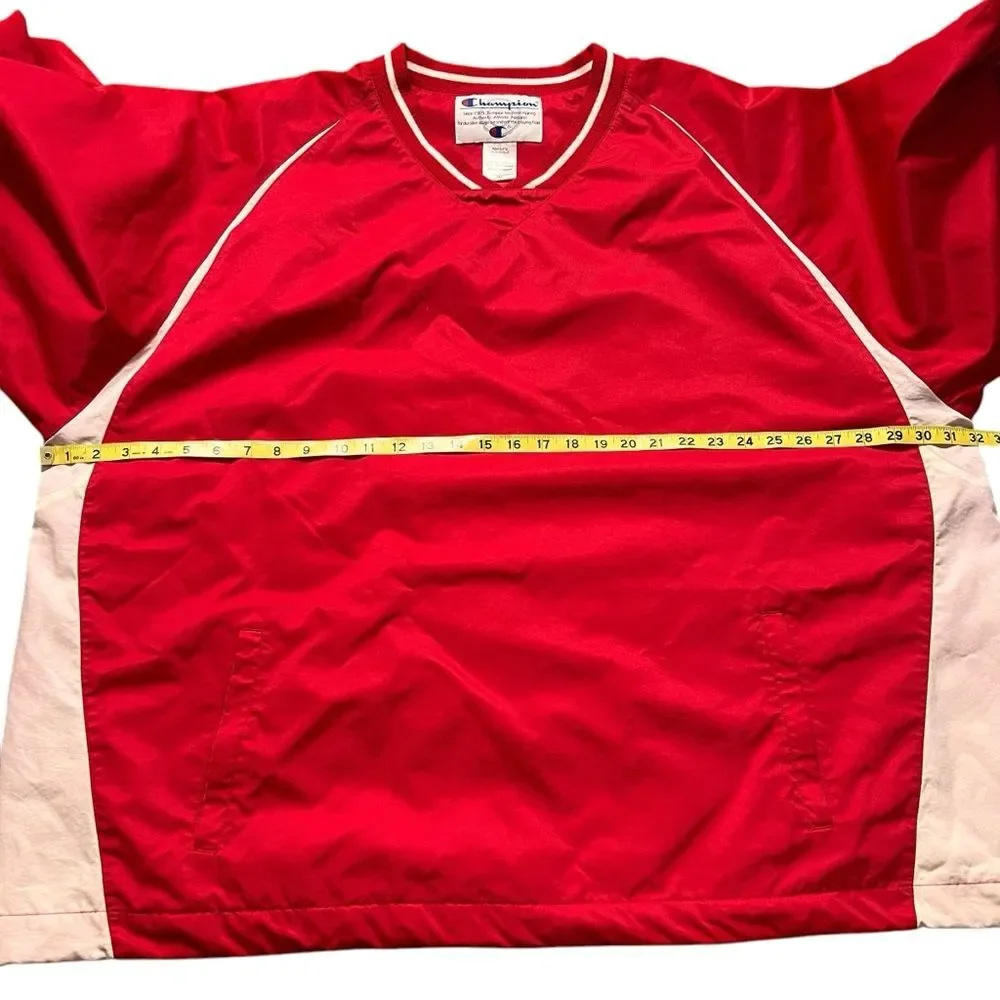 Champion Logo Scout Red Pullover Windbreaker Jacket Men’s 3XL V Neck B2410